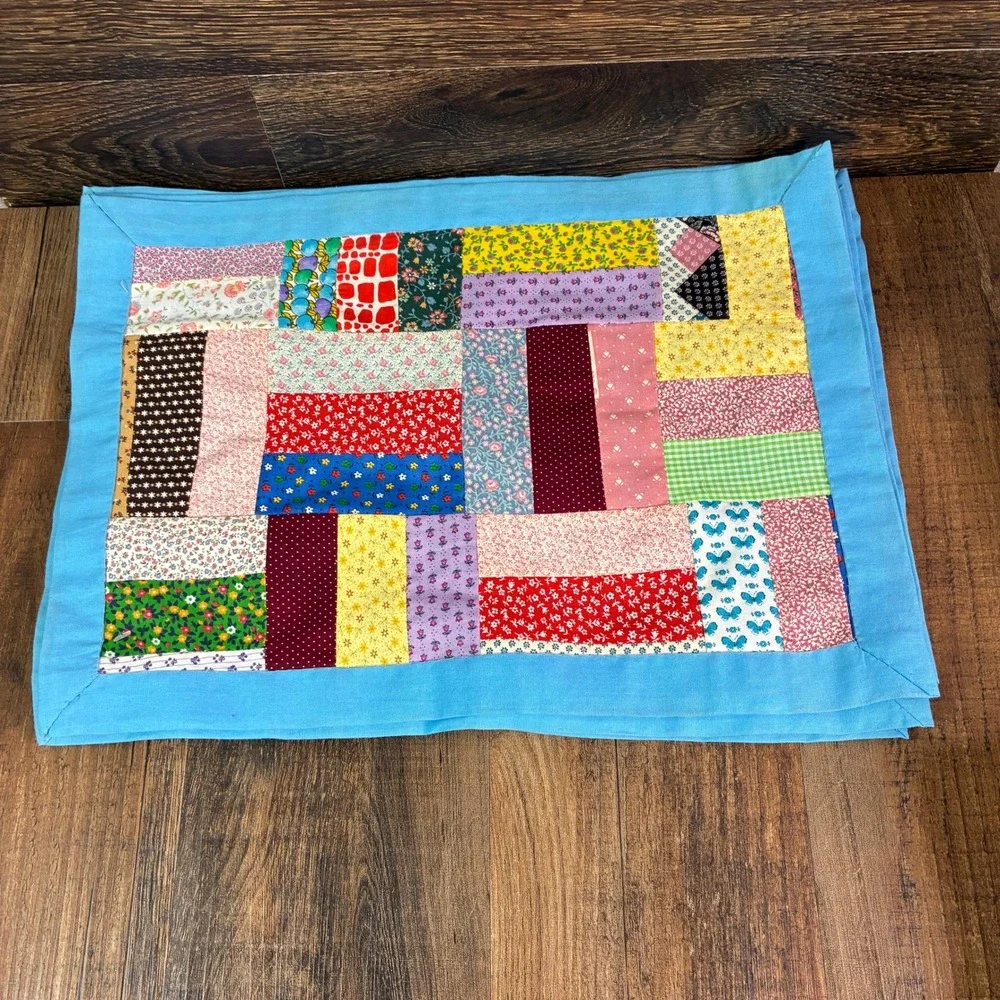 Handmade Quilted Patchwork Placemats Set of 6 Multicolor Floral Blue Farmhouse
